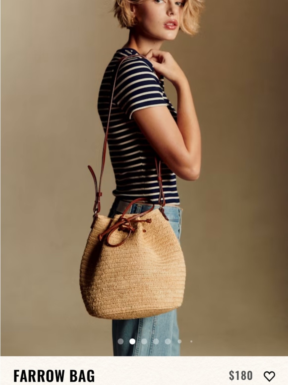Sezane Farrow Bag Natural Raffia Bucket Bag Leather Strap Paris Summer Woven - Picture 4 of 16